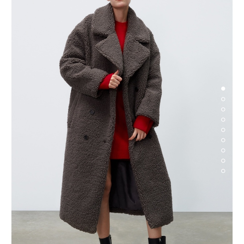 Zara double breasted fleece coat